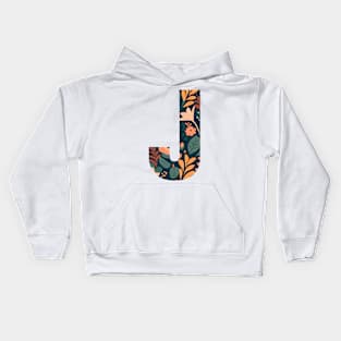 Whimsical Floral Letter J Kids Hoodie